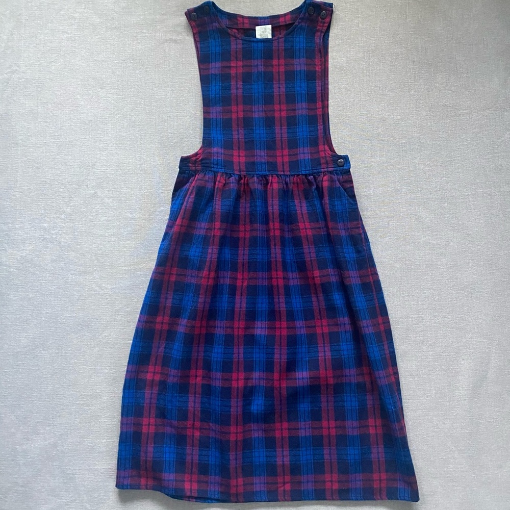 Sleeveless Plaid Midi Dress in Navy and Burgundy by